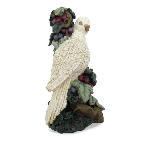 White Dove CANDLE HOLDER Grape Vine Detailing 1997 Resin Home Decor 8 Inches - Picture 1 of 10